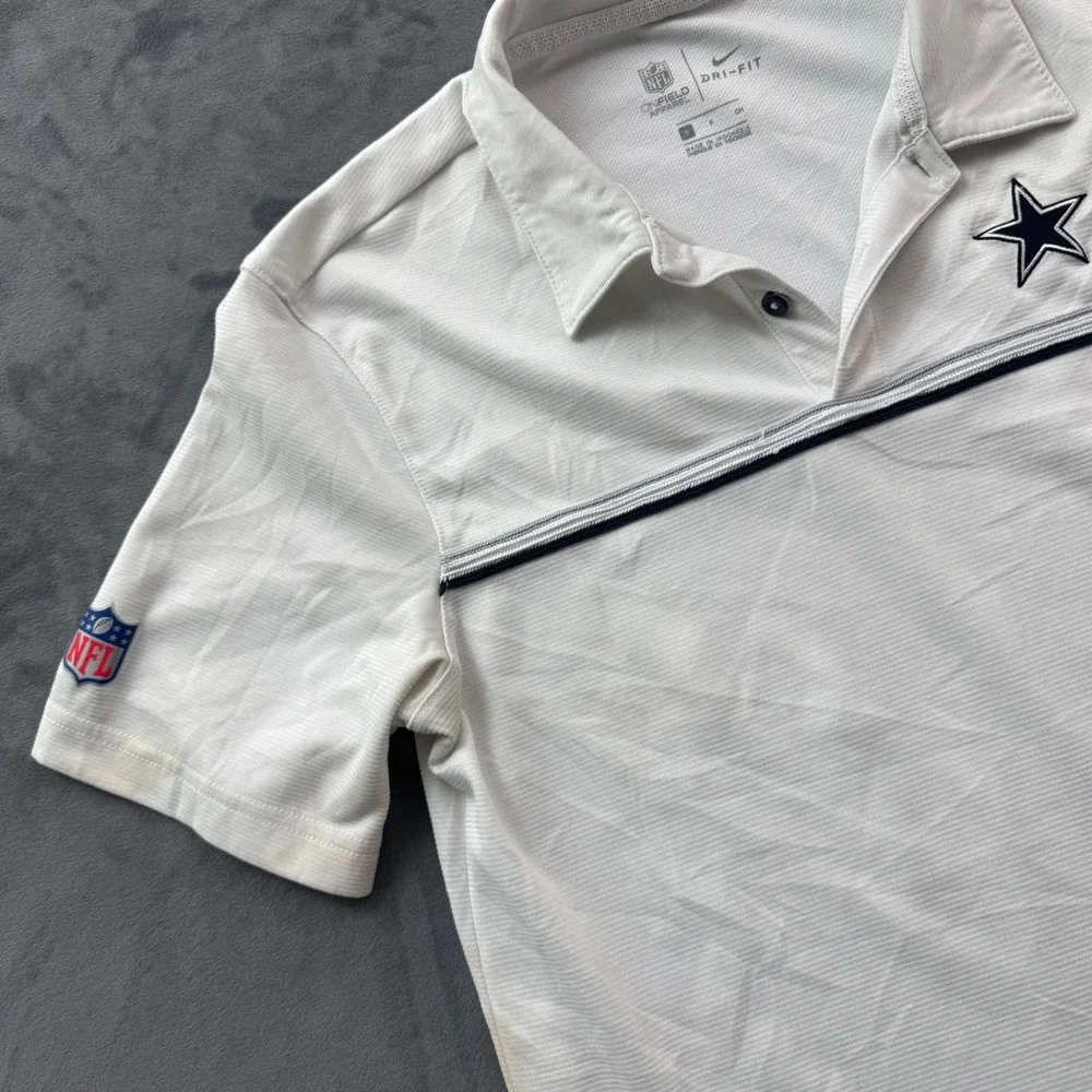 Nike Dallas Cowboys Polo Shirt Mens Small White NFL Onfield Dri-FIT ColorDry